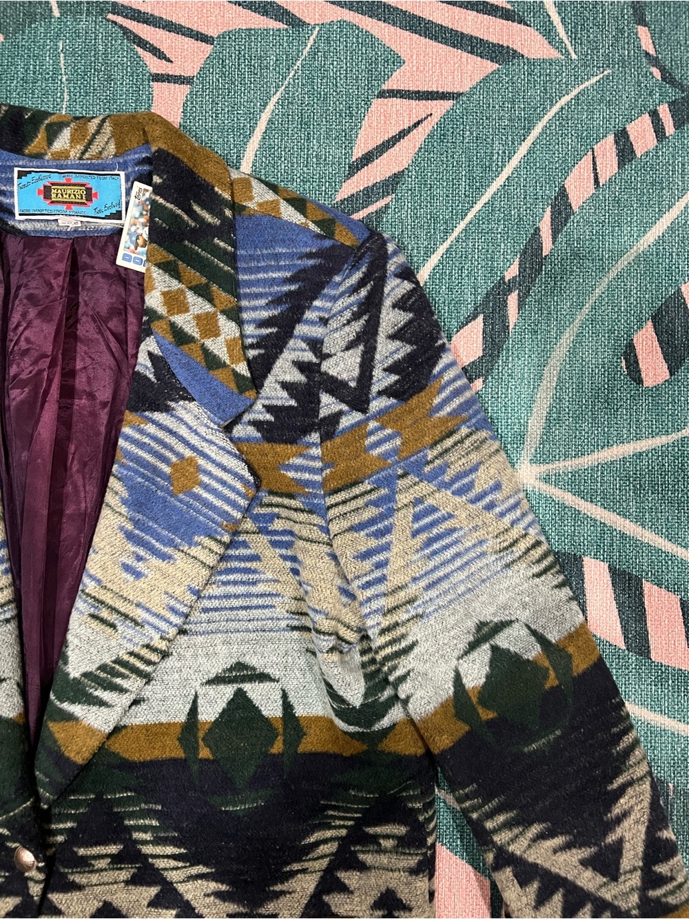 Vintage Maurizio Ramani SW Brushed Wool Blend Lined Blazer w Indian Head Nickel - Picture 2 of 13